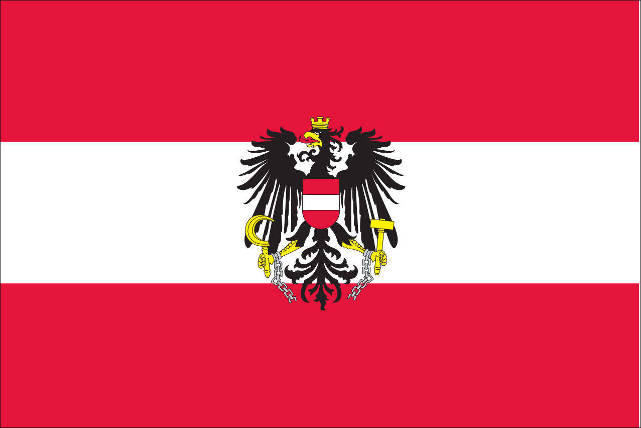 Flagge Österreich mit Wappen 80 g/m² ca. 30 x 45 cm